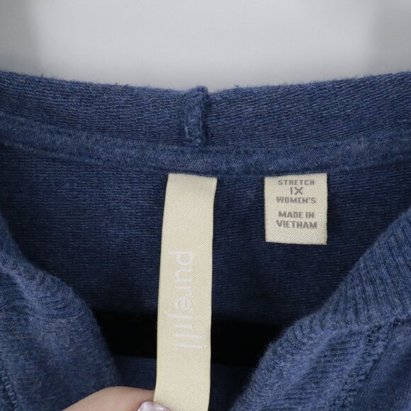 Pure Jill Stretch Hooded Cardigan Women 1X Blue Timeless Lagenlook Lagom Layered - Picture 2 of 16